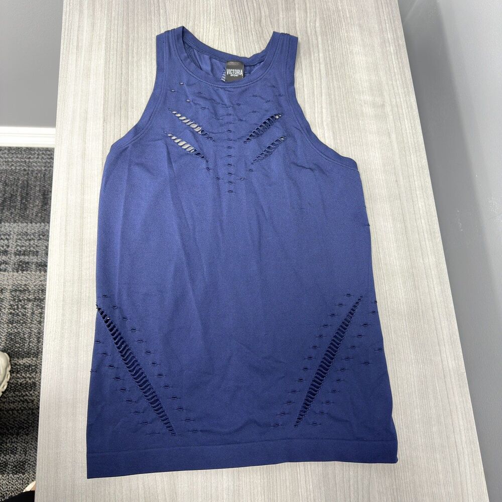 Victoria Secret Sport Tank Top shirt Navy Blue Sz Small Stretch